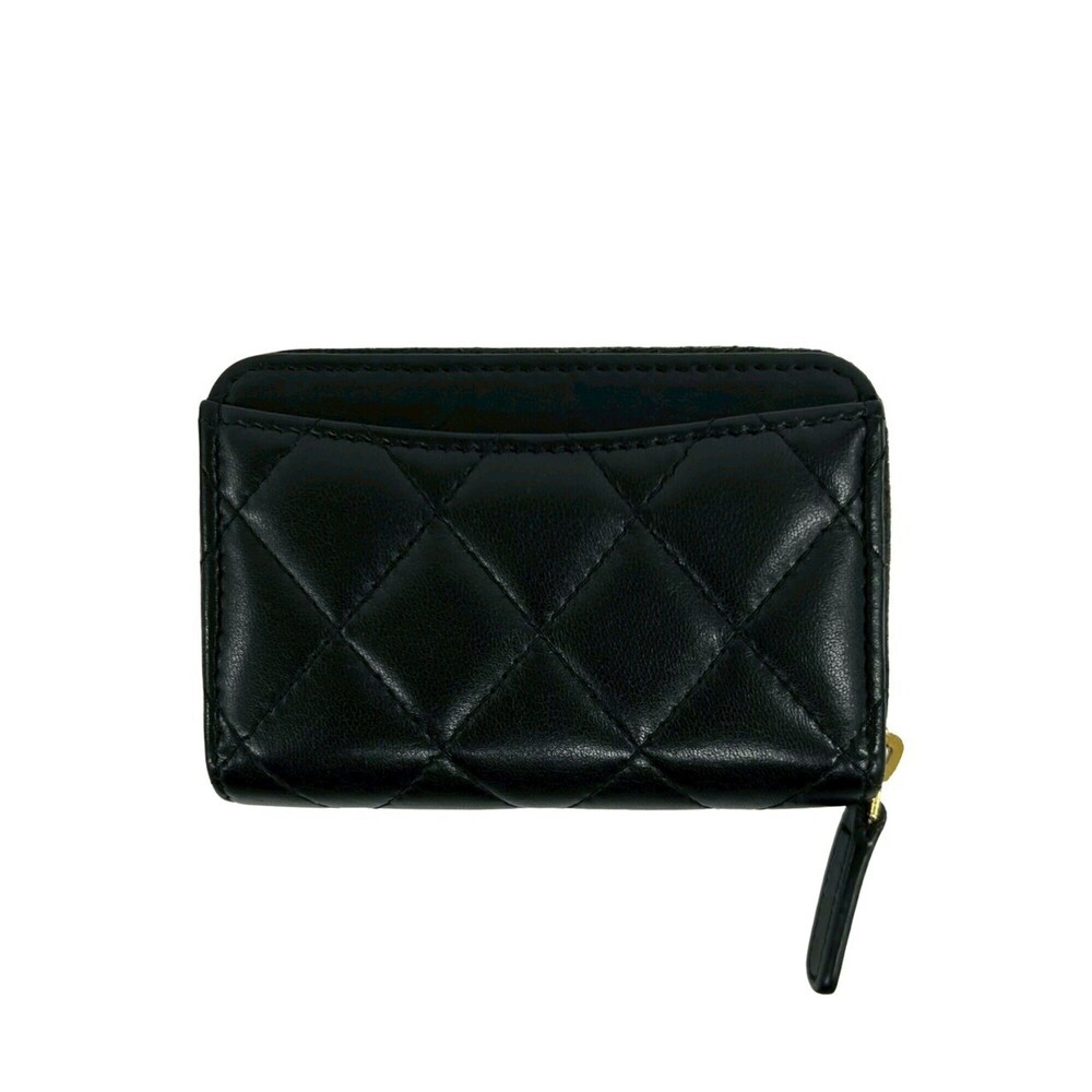 CHANEL Black Lambskin Leather Logo Wallet - Picture 2 of 9